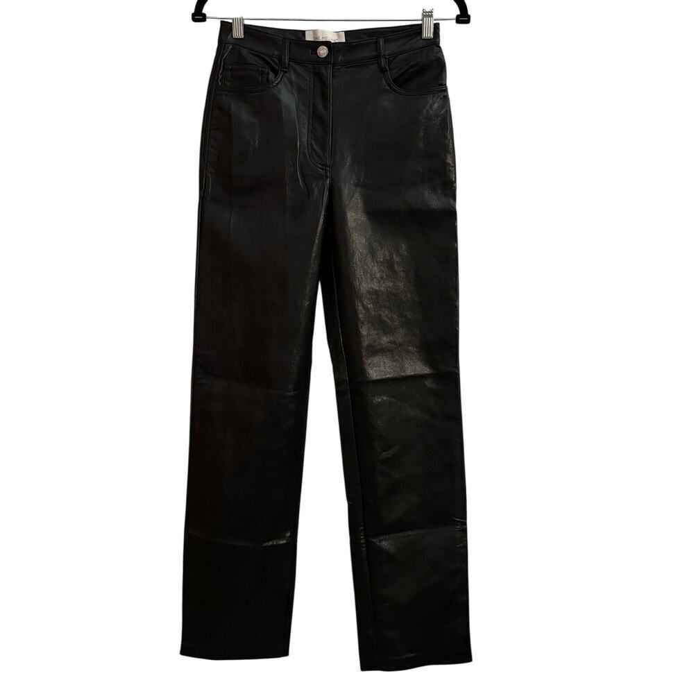 Aritzia Wilfred The Melina Faux Leather Pants Black High Rise Straight Leg 2